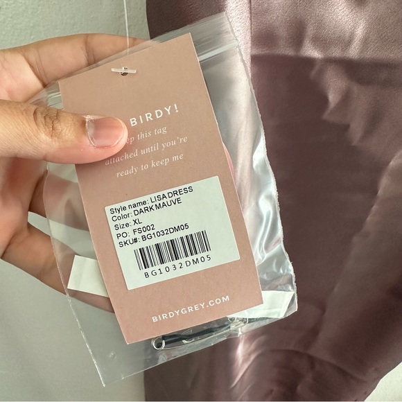 NWT Birdy Grey Lisa midi slip dress in satin dark mauve XL - Picture 9 of 13